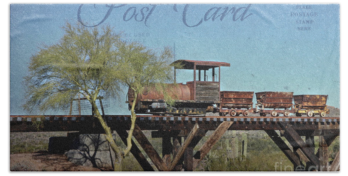 Train Bath Towel featuring the photograph Vintage Mining Train with Carriages by Teresa Zieba