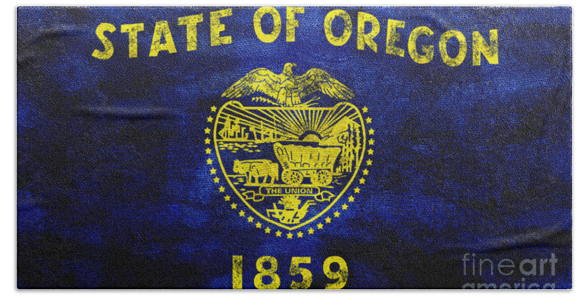 Oregon Flag Hand Towel featuring the photograph Vintage Oregon Flag by Jon Neidert