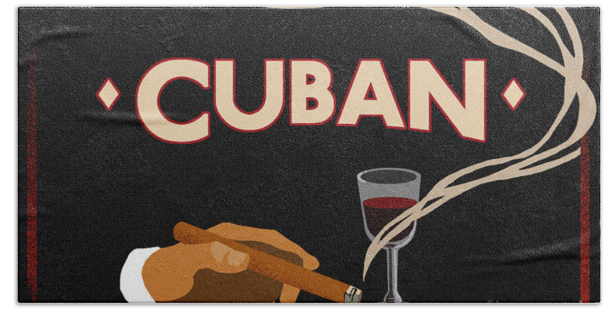 Cigars Bath Towel featuring the painting Vintage Tobacco Cuban Cigars by Mindy Sommers
