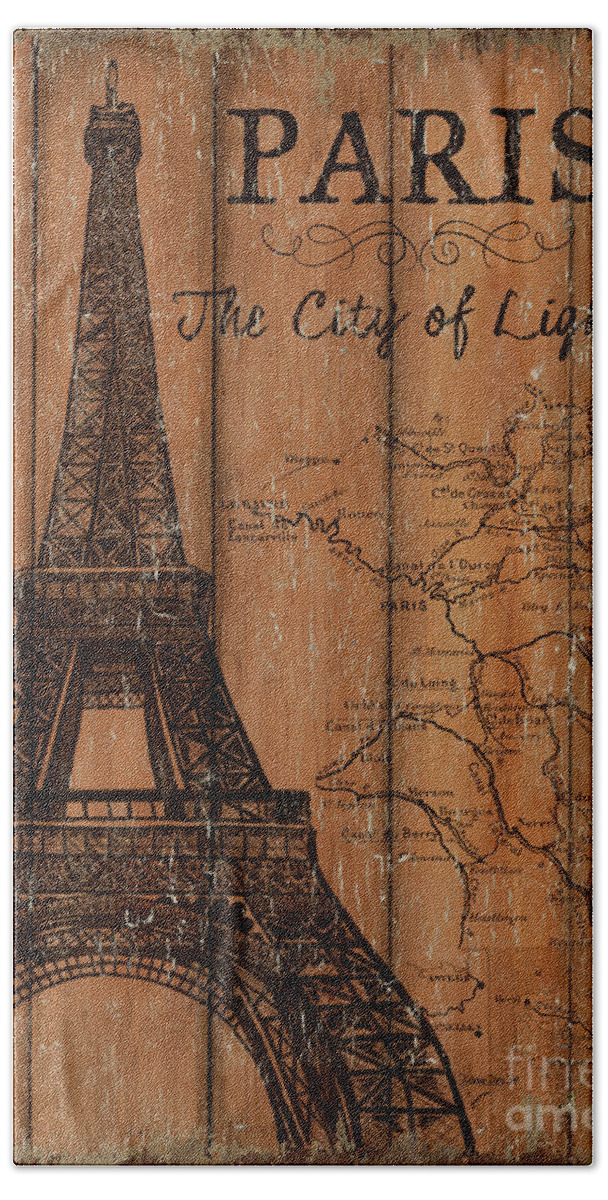 Paris Hand Towel featuring the painting Vintage Travel Paris by Debbie DeWitt