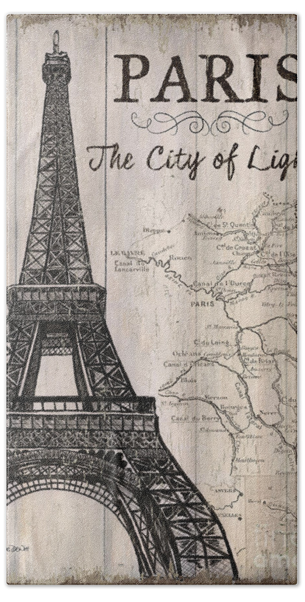 Paris Hand Towel featuring the painting Vintage Travel Poster Paris by Debbie DeWitt