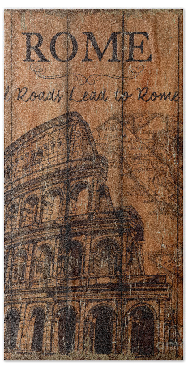Rome Hand Towel featuring the painting Vintage Travel Rome by Debbie DeWitt