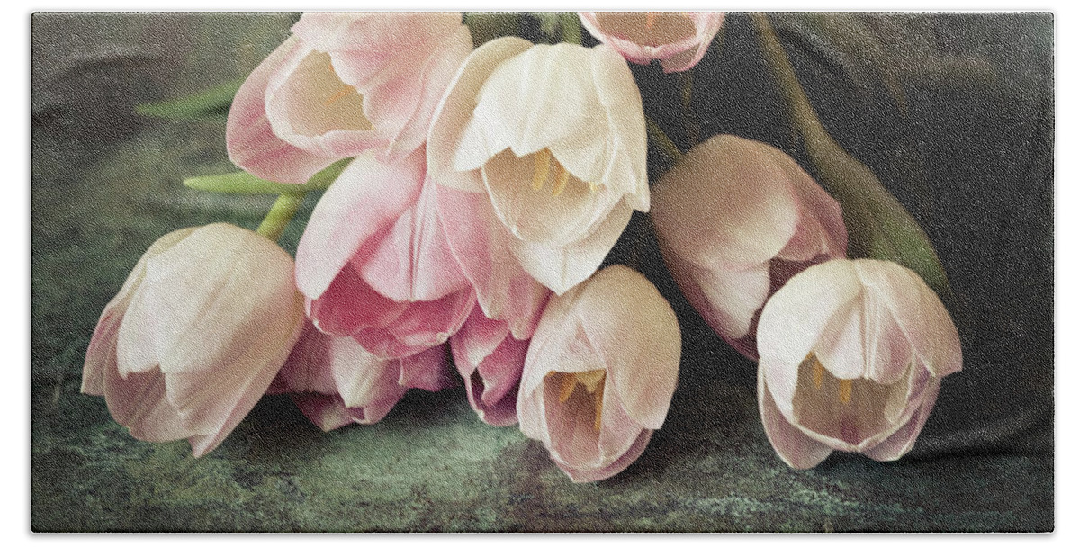 Beauty Bath Towel featuring the photograph Vintage Tulips by Maria Heyens