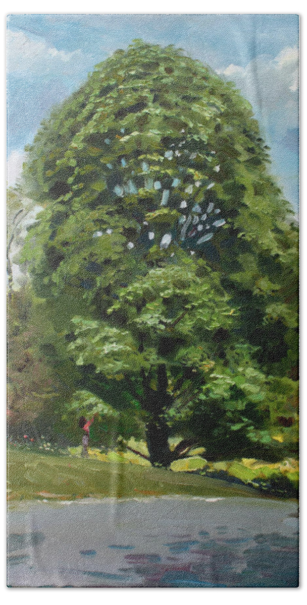 Trees Hand Towel featuring the painting Viola s Tree by Ylli Haruni