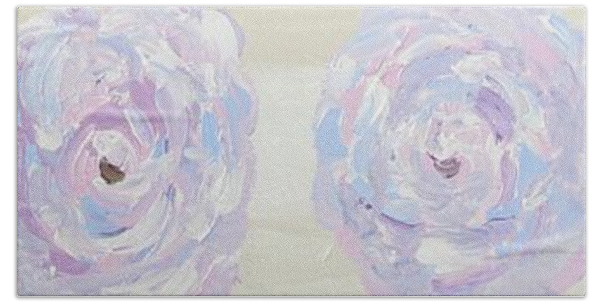 Roses Bath Towel featuring the painting Violet Borders by Jennylynd James