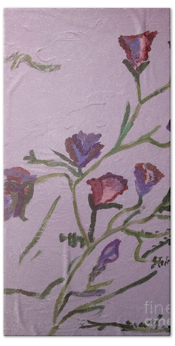 Roses Hand Towel featuring the painting Violet Elegance by Jennylynd James