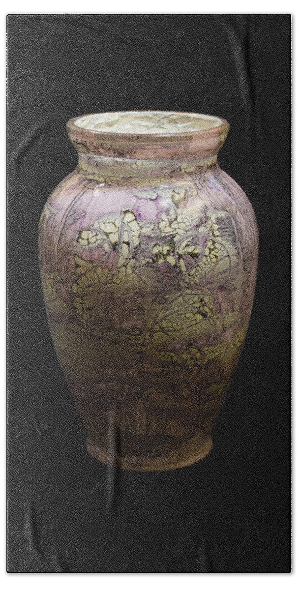 Glass. Violet Hand Towel featuring the glass art Violet Vase by Christopher Schranck