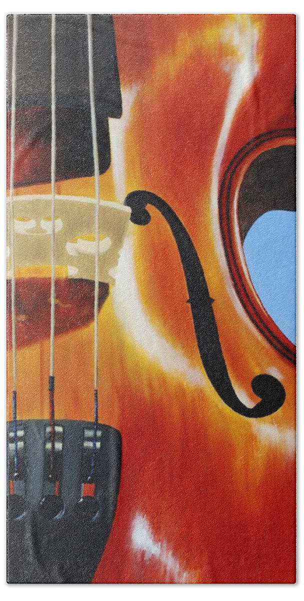 Violin Hand Towel featuring the painting Violin by Emily Page