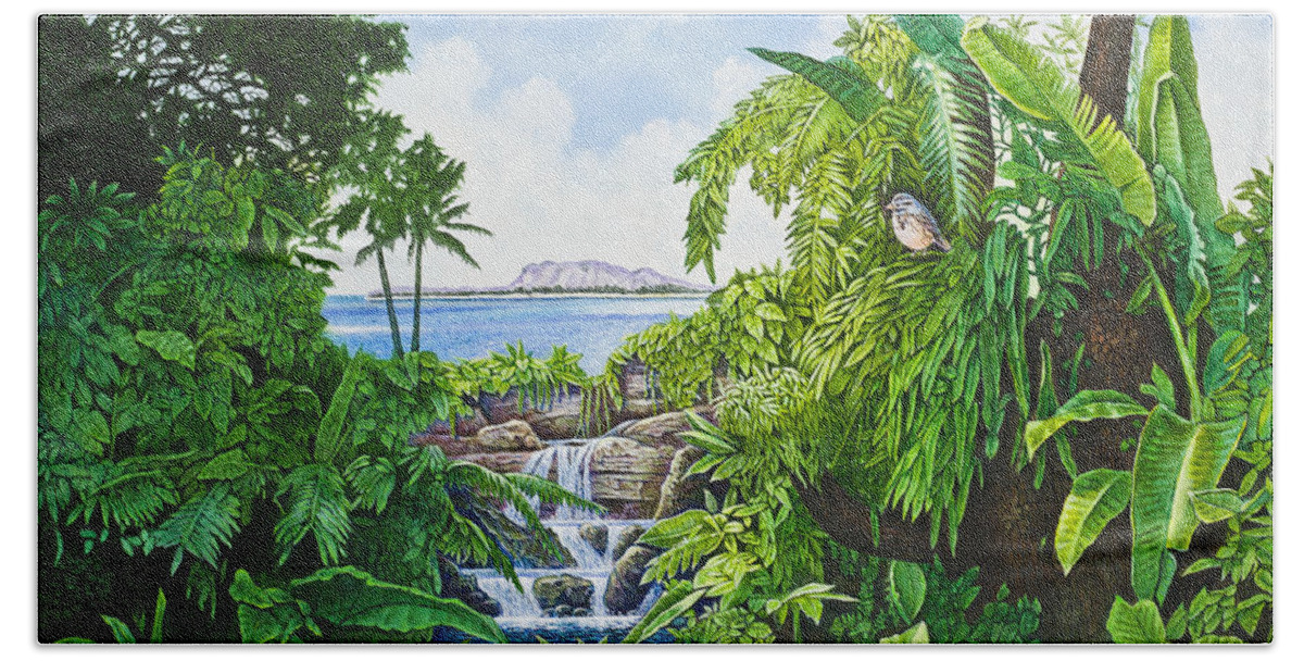Paradise Bath Sheet featuring the painting Visions of Paradise IX by Michael Frank