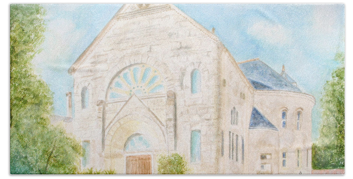 Monastery Bath Towel featuring the painting Visitation Monastery Mobile Alabama by Jerry Fair