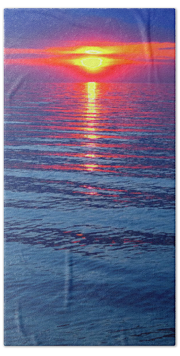 Sunset Bath Towel featuring the photograph Vivid Sunset - Vertical Format by Ginny Gaura