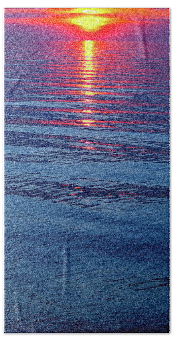 Sunset Bath Towel featuring the photograph Vivid Sunset with Emerson Quote - Vertical Format by Ginny Gaura
