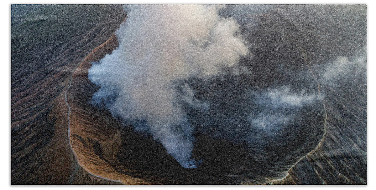 Travel Bath Towel featuring the photograph Volcanic crater from above by Pradeep Raja Prints