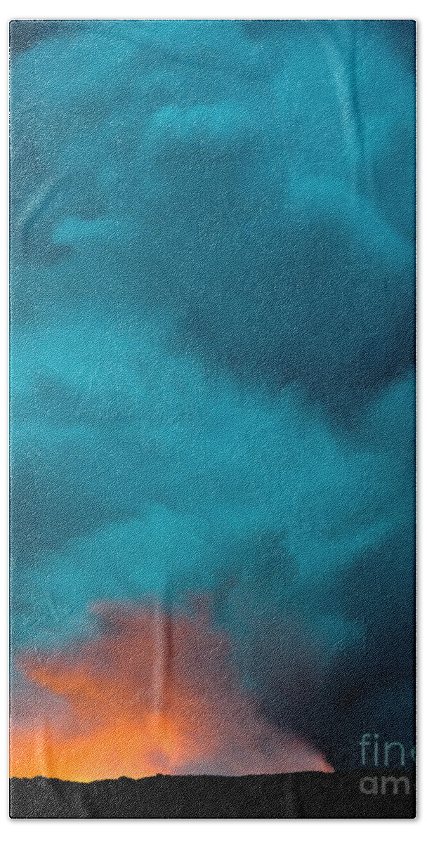 Volcano Bath Towel featuring the photograph Volcano Smoke and Fire by Patti Schulze