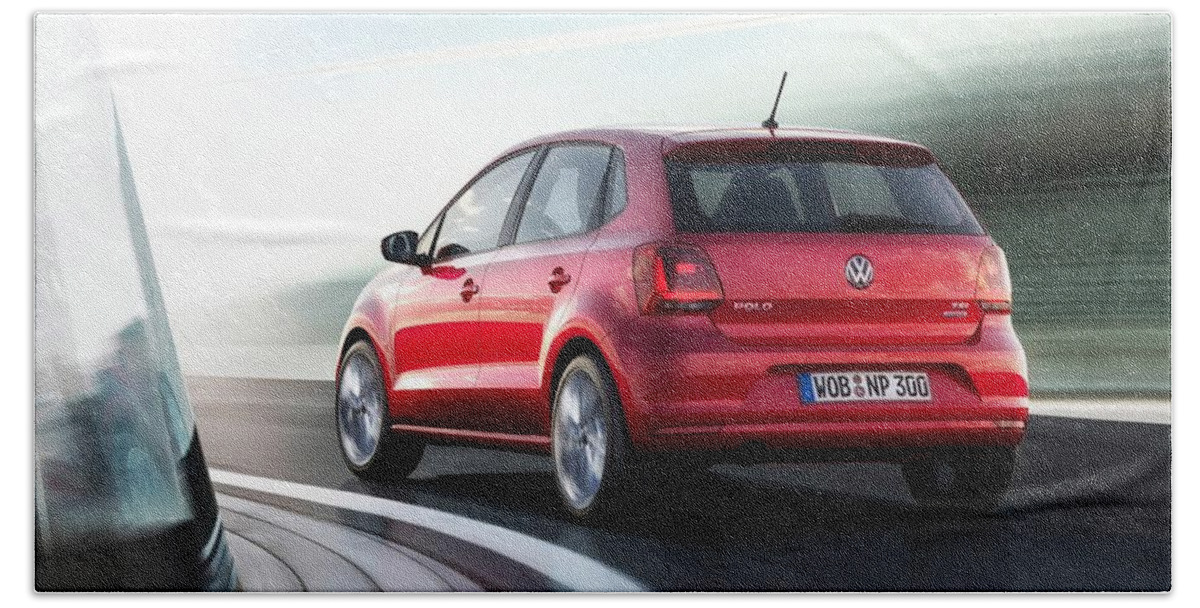 Volkswagen Polo Hand Towel featuring the digital art Volkswagen Polo by Super Lovely