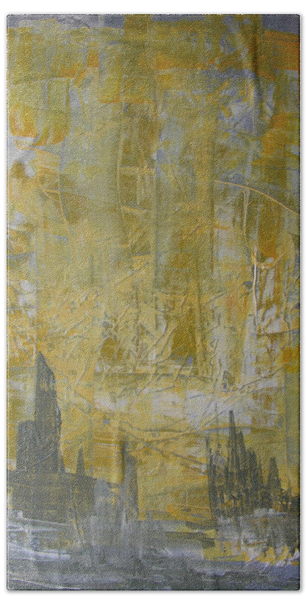 Abstract Painting Bath Towel featuring the painting W27 - christine II by KUNST MIT HERZ Art with heart