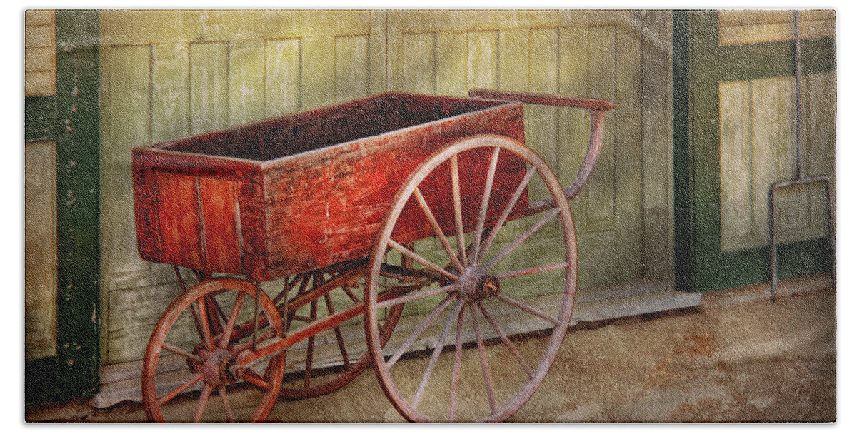Country Bath Towel featuring the photograph Wagon - That old red wagon by Mike Savad