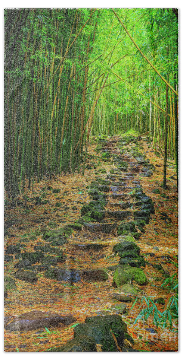 America Hand Towel featuring the photograph Waimoku Bamboo Forest #2 by Inge Johnsson