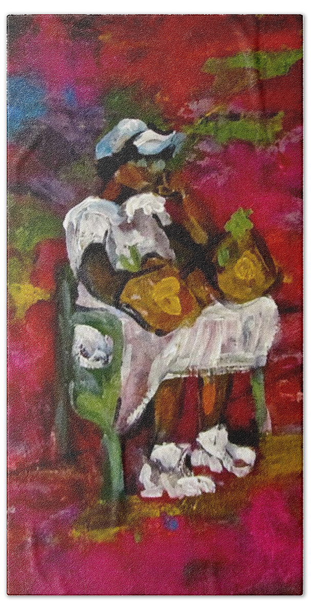 Woman Bath Towel featuring the painting Waiting by Barbara O'Toole
