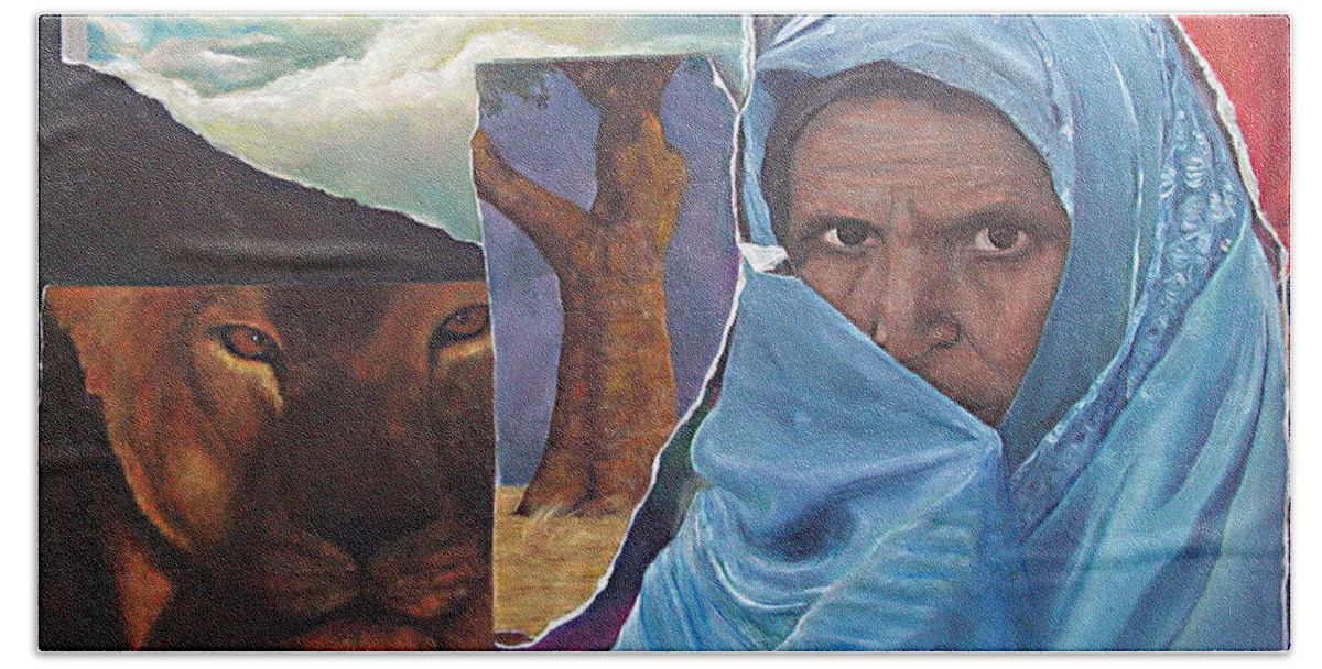 Surreal Hand Towel featuring the painting Waiting by Julie Davis