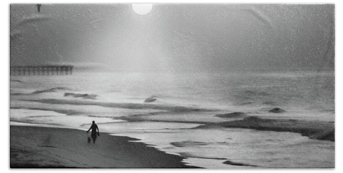 Beach Moon Hand Towel featuring the photograph Walk Beneath The Moon by Karen Wiles