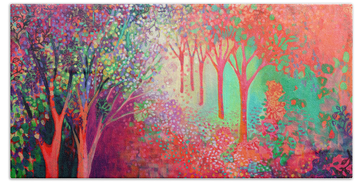 Tree Bath Sheet featuring the painting Walking Toward the Light by Jennifer Lommers