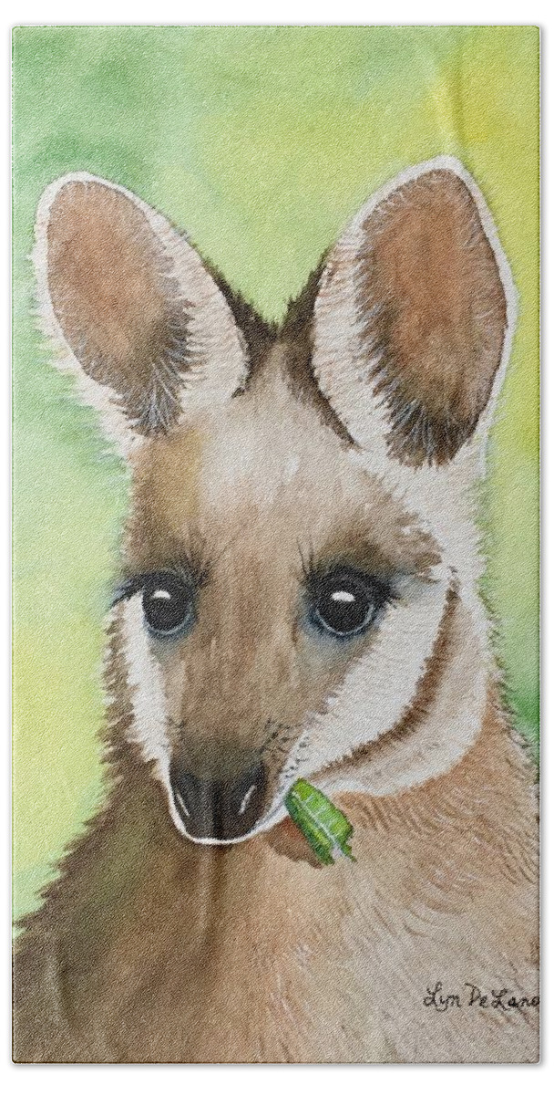 Wallaby Hand Towel featuring the painting Wallaby by Lyn DeLano