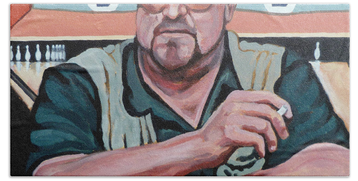 The Dude Bath Sheet featuring the painting Walter Sobchak by Tom Roderick