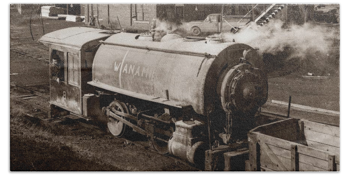 Wanamie Bath Towel featuring the photograph Wanamie Pennsylvania Coal Mine Locomotive Lokey 1969... by Arthur Miller