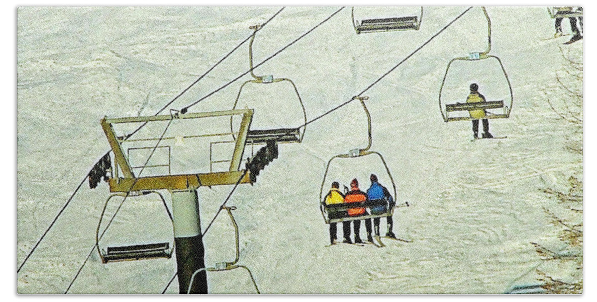 Ski Lift Canvas Prints Hand Towel featuring the photograph Wanna Lift by Wendy McKennon