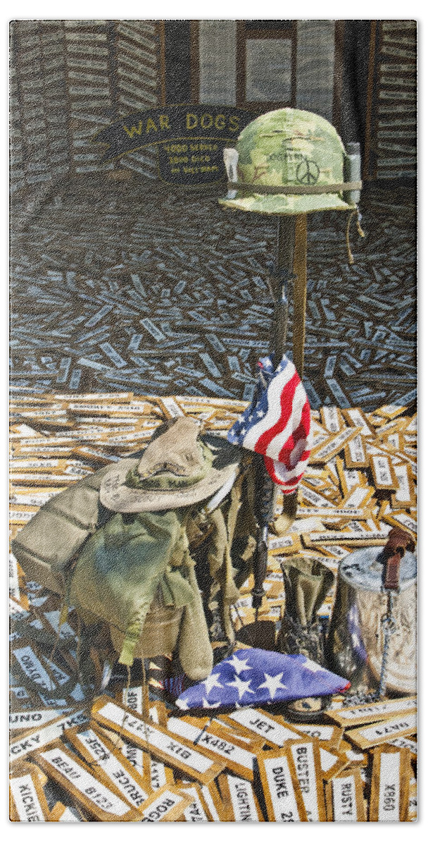 War Hand Towel featuring the photograph War Dogs Sacrifice by Carolyn Marshall