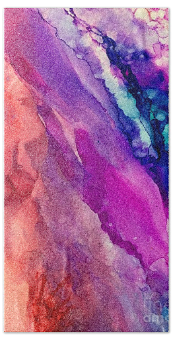 Abstract Bath Towel featuring the painting Canyon Colors by Nancy Koehler