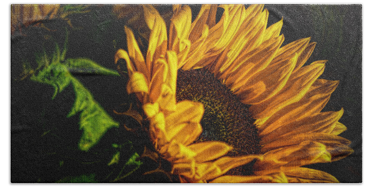 Hdr Hand Towel featuring the photograph Warmth of the Sunflower by Michael Hope