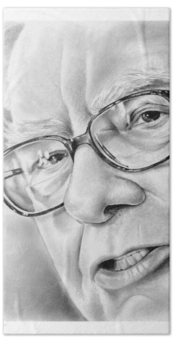 Warren Buffett Hand Towel featuring the drawing Warren Buffett by Greg Joens