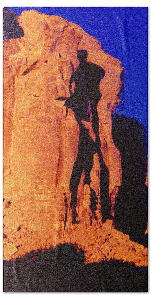 Southwest Landscape Bath Towel featuring the photograph Warrior in the Rock in Monument Valley by Joe Hoover