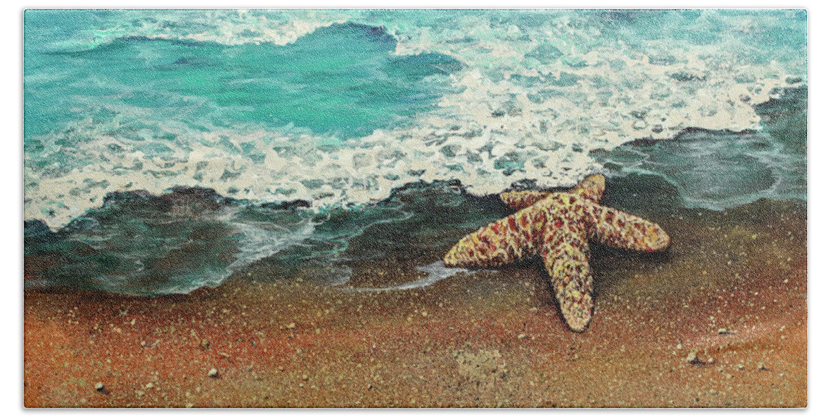 Seascape Hand Towel featuring the painting Washed Ashore by Darice Machel McGuire