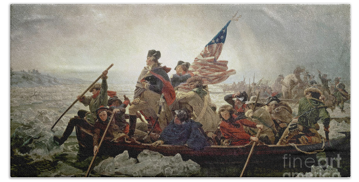 Washington Bath Sheet featuring the painting Washington Crossing the Delaware River by Emanuel Gottlieb Leutze