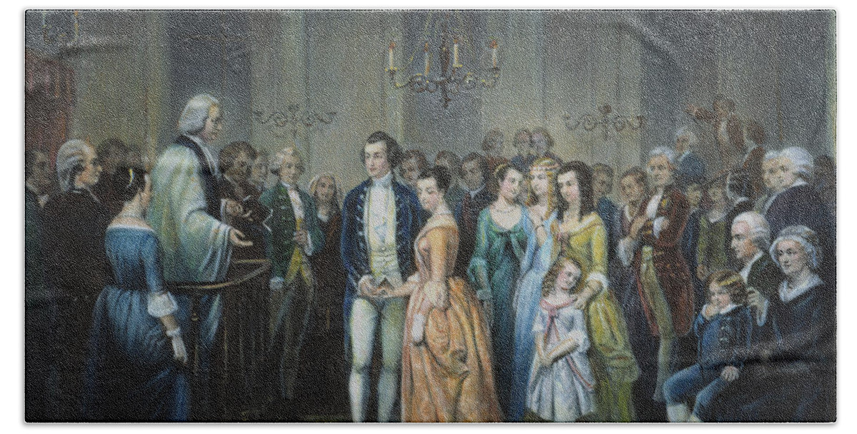 1759 Bath Towel featuring the photograph Washingtons Marriage by Granger