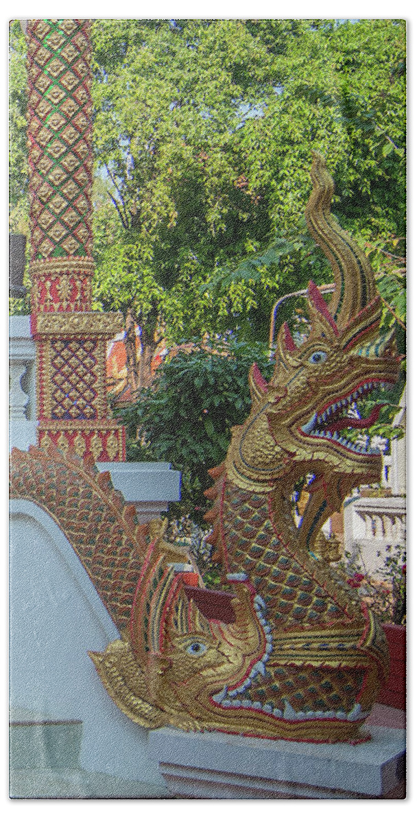 Scenic Hand Towel featuring the photograph Wat Fa Ham Phra Ubosot Makara and Naga DTHCM1353 by Gerry Gantt
