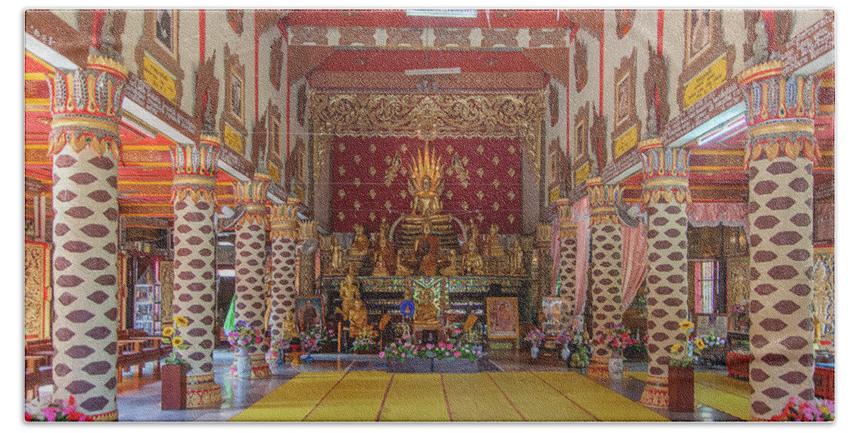 Scenic Hand Towel featuring the photograph Wat Thung Luang Phra Wihan Interior DTHCM2104 by Gerry Gantt