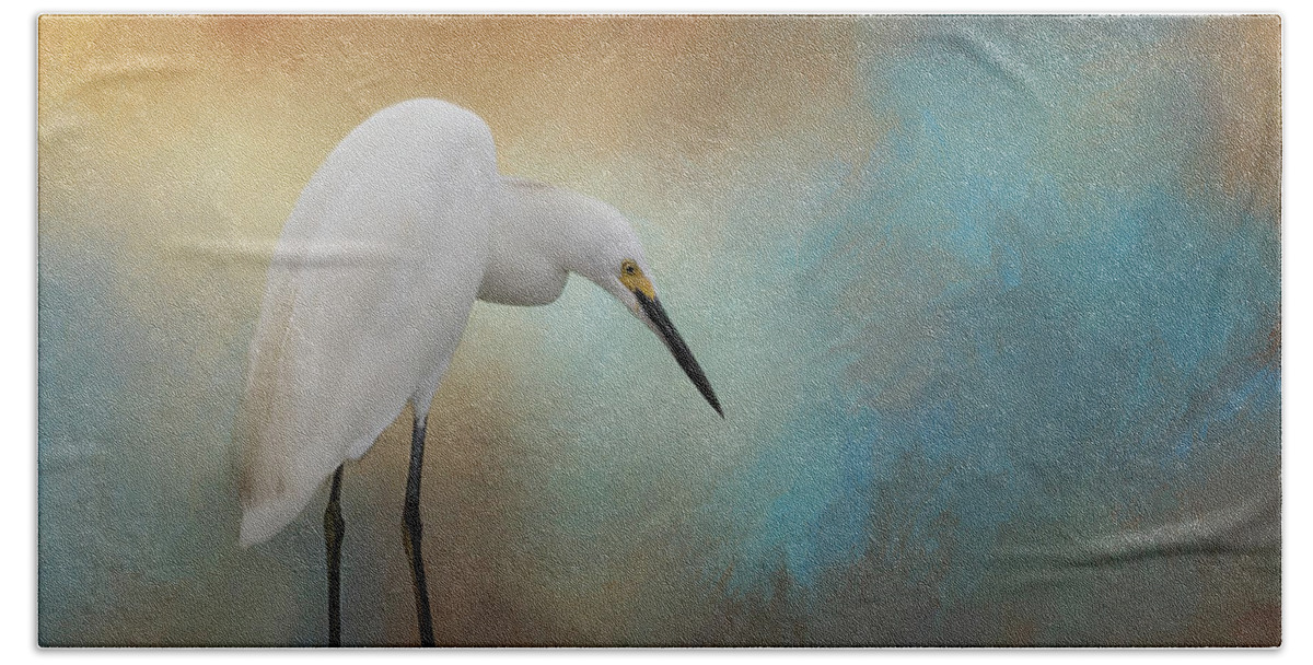 Egret Bath Towel featuring the photograph Watching by Kim Hojnacki