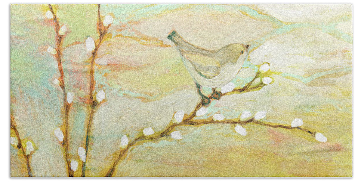 Bird Hand Towel featuring the painting Watching the Clouds No 3 by Jennifer Lommers