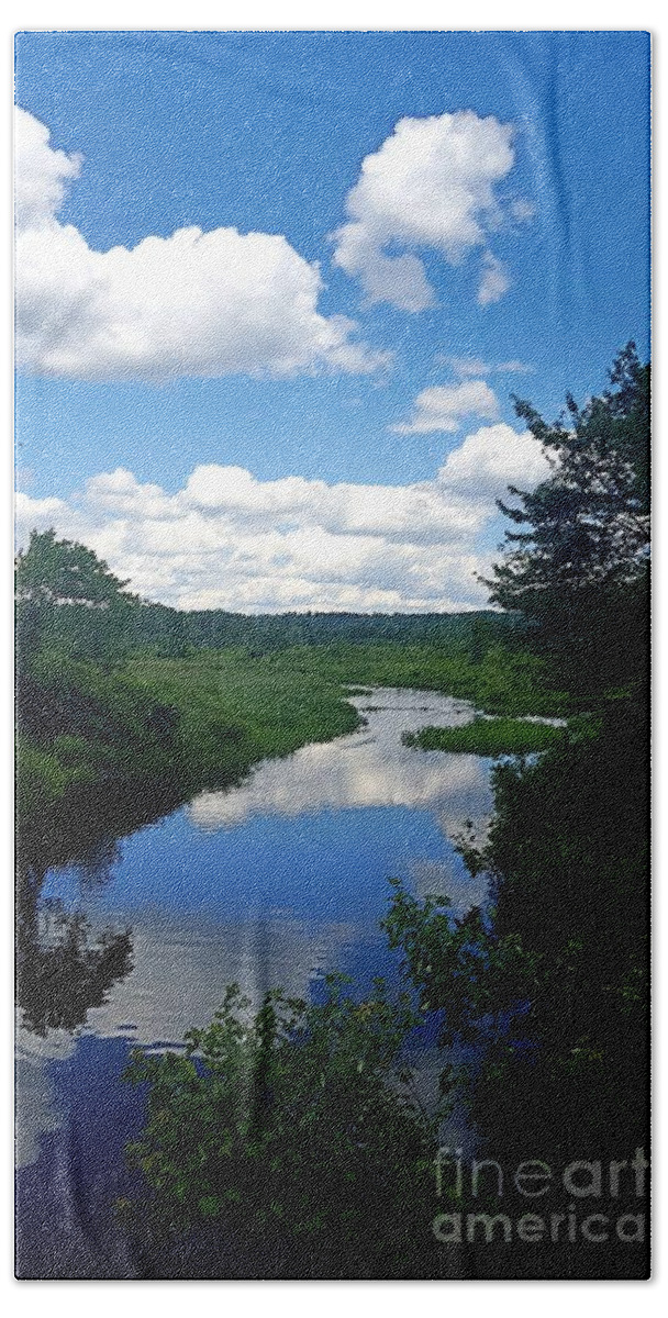 Reflections Bath Towel featuring the photograph Water and Woods in Warren by Dani McEvoy