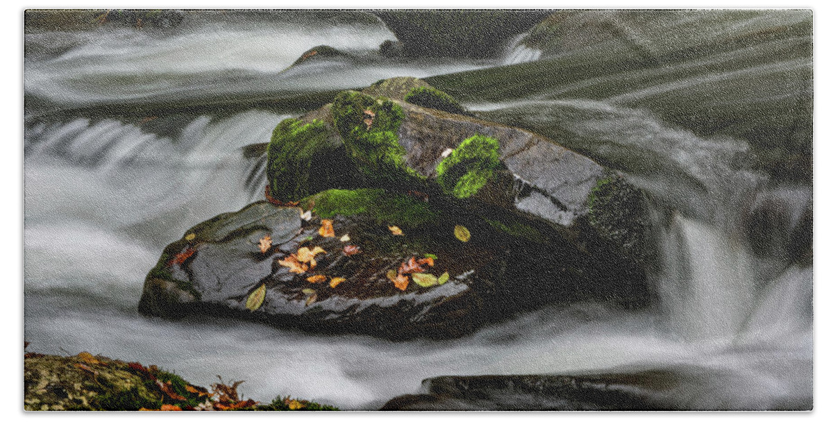 Leaf Bath Towel featuring the photograph Water Around Rocks by Greg and Chrystal Mimbs