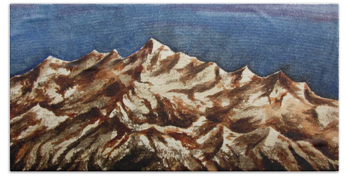 Art Bath Towel featuring the painting Mountain -6 by Tamal Sen Sharma