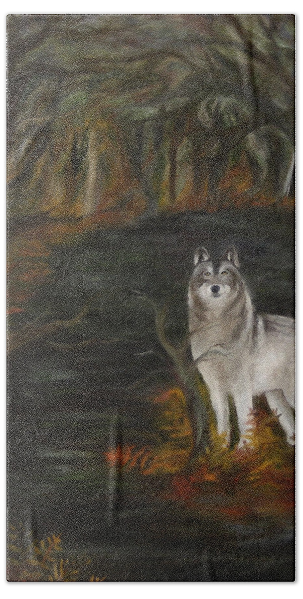 Autumn Hand Towel featuring the painting Water Dark by FT McKinstry