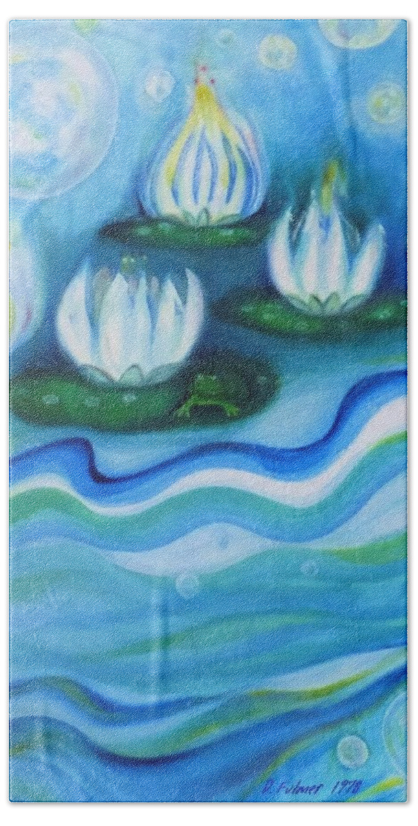 Water Bath Towel featuring the painting Water Garden by Denise F Fulmer