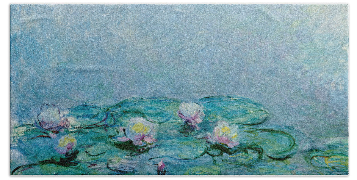French Hand Towel featuring the painting Water Lilies by Claude Monet