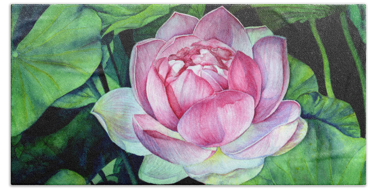 Watercolor Hand Towel featuring the painting Water Lily by Hailey E Herrera