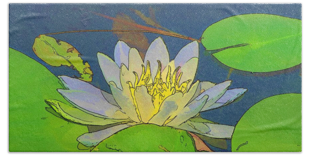 Water Hand Towel featuring the digital art Water Lily by Maciek Froncisz
